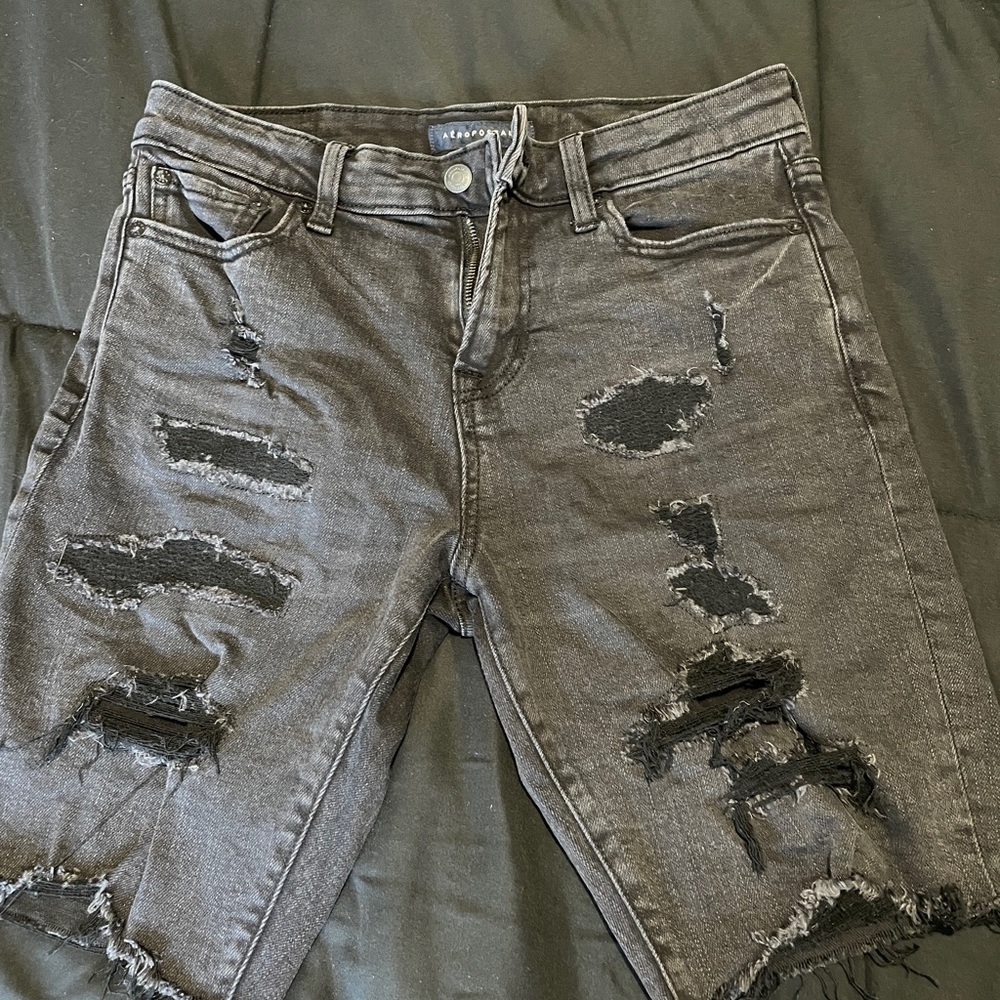 Aeropostale Slim Fit Black Jean Shorts